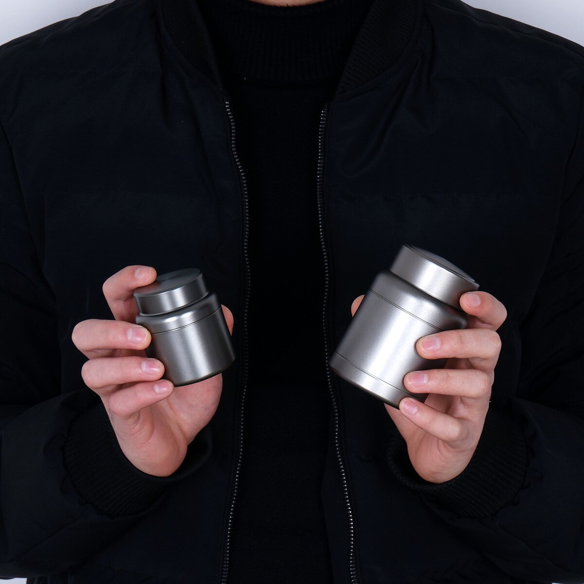 Titanium Alloy Round Mini Pack Tea Caddy Tin Can Canister Set Kitchen Accessories Tea Organizer Tea Box