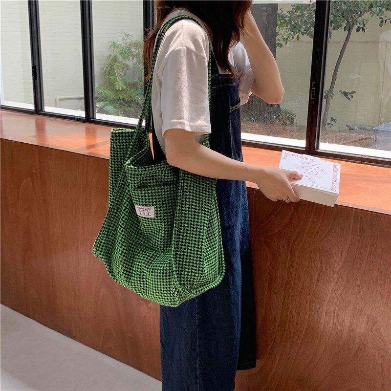 Koreaanse Stijl Grote Tote Tas Vrouwen Houndstooth Wollen Schoudertas Dames Handtassen Student Grote Boek Shopper Bag Bolsa mujer