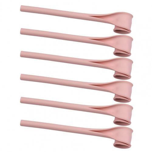 6Pcs Drinking Straw Detachable Leak Proof Silicone Reusable Drinking BPA Free Snap Openable Straws Eco-friendly Food Grade: Pink