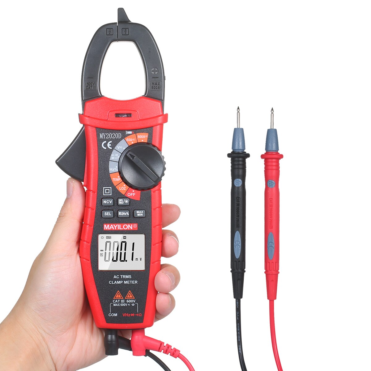 MAYILON Digital AC Current Clamp Meter 6000 Count Automatic Range LCD Display Multimeter with Backlight Clamp NCV Voltage Tester