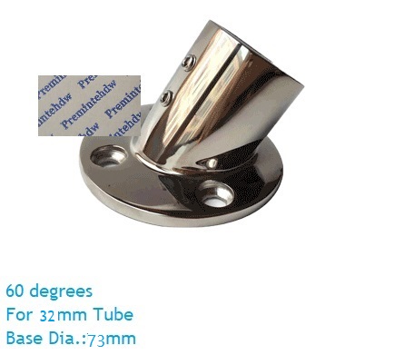 316 Edelstahl Deck Handlauf Armaturen Anschluss Runde Basis Flansch 22mm 25mm 32mm Rohr Yacht Stiefel Schiff Marine Hardware-: 60Grad  32mm