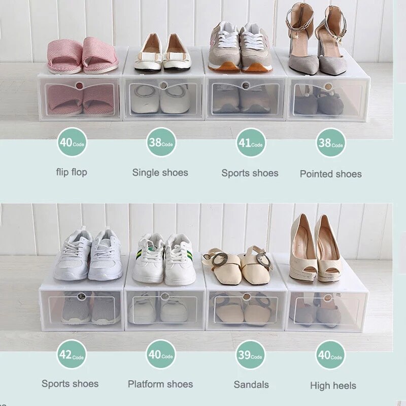 6 /12 pcs Thick Transparent Storage Box Shoe Box Storage Shoe Box Dustproof Shoes Organizer Box Clamshell Type Storage Organizer