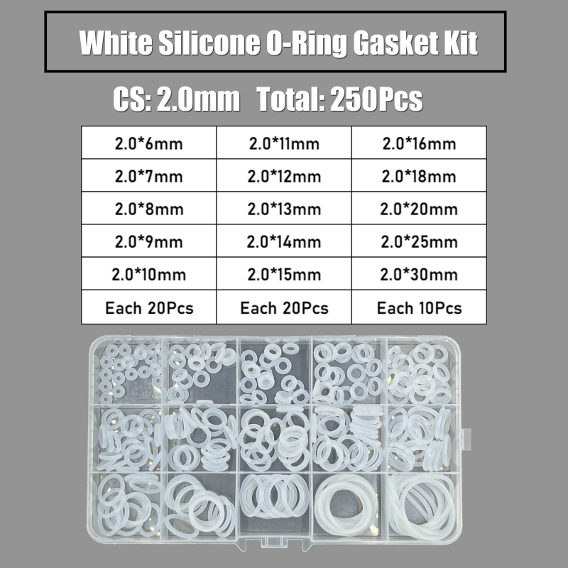 CS 1,5/2,0/2,4/3,1 mm VMQ O-Ring-Dichtungen, O-Ring-Set aus lebensmittelechtem Silikon, wasserdichte Hochtemperatur-Unterlegscheibe, isolierendes weißes O-Ring-Set: YELLOW