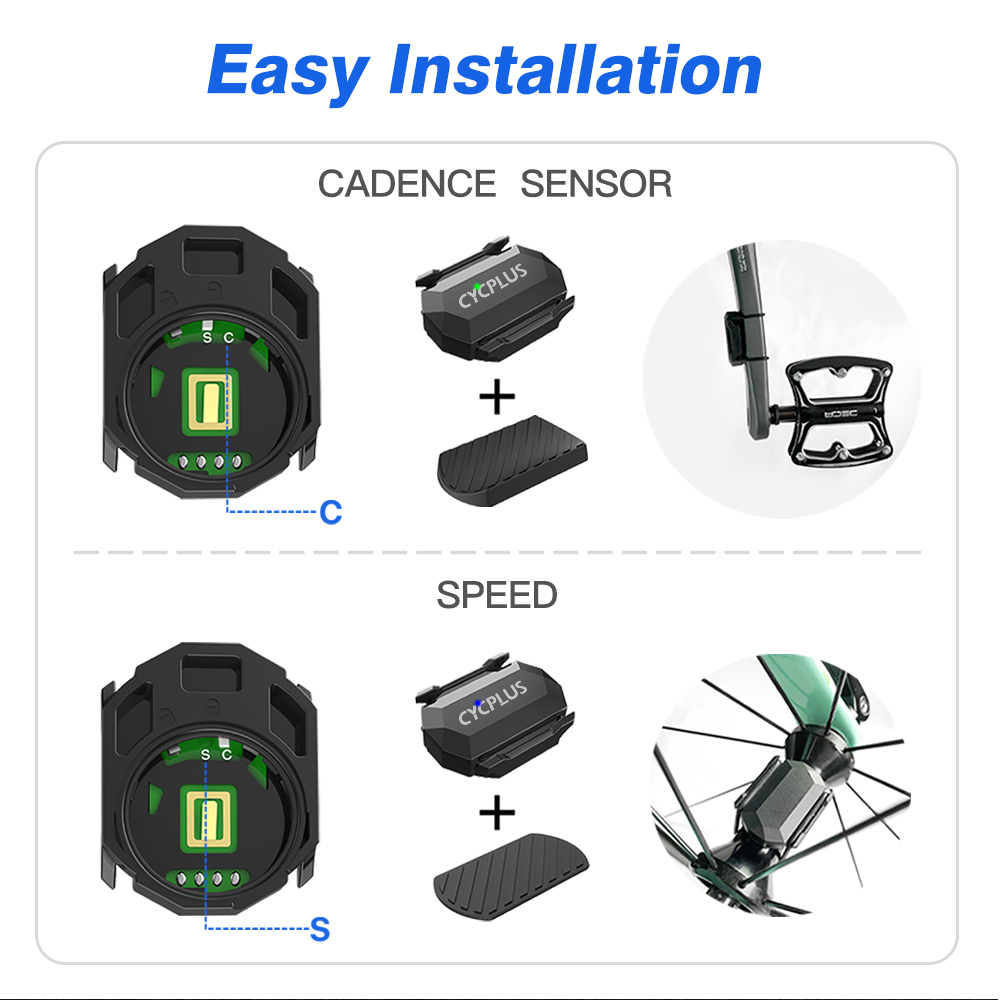 CYCPLUS C3 Kadensnopeus Dual Sensor - Vedenpitävä Bluetooth 4.0 ANT+ Polkupyörän Nopeusmittari Polkupyörätietokoneisiin