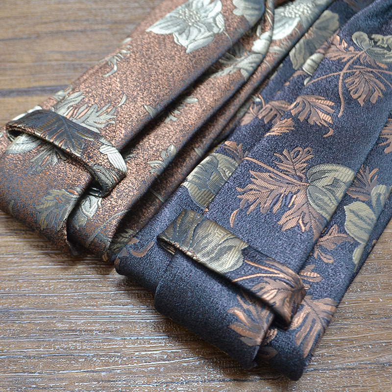 Nueva corbata clásica de poliéster de 8cm para hombre, corbata Retro de negocios con flores Jacquard, patrón de pescado, corbata marrón y negra, accesorios para de boda