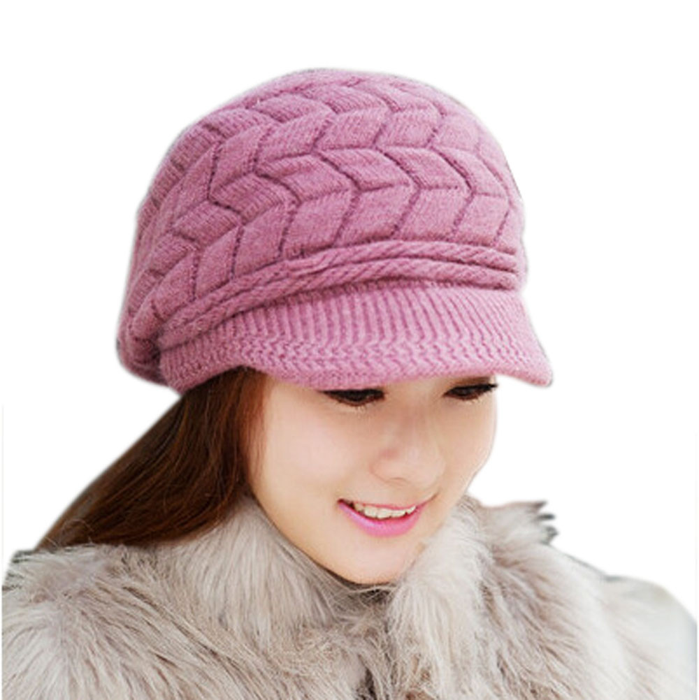 Vrouwen Winter Hoed Warme Mutsen Fleece Gebreide Hoeden Voor Vrouw Konijnenbont Cap Herfst En Winter Dames Mode hoed: Purple 