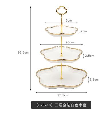 Bandeja de cerámica para pastel de estilo nórdico, soporte para Tartas, platos de boda, vajilla de , estante de exhibición, merienda de té de la tarde, 3 niveles: 6