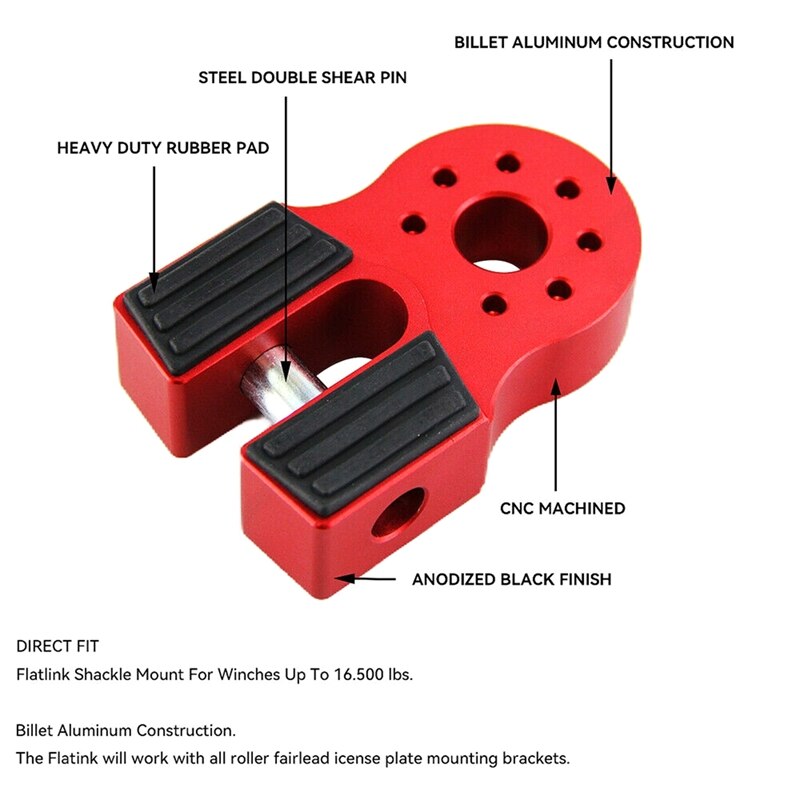 Flatlink Winch Shackle Mount Assembly Aluminum Flatlink Winch Shackle Mount Assembly for Tow Haul Truck, ATV UTV