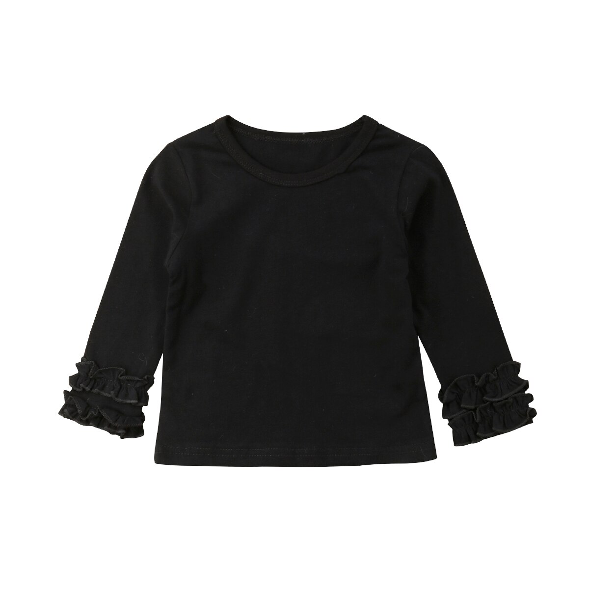1-5Y Peuter Kinderen Meisje Mode Puff Met Lange Mouwen Tops Kleding T-shirt Tee Tops Herfst Casual Solid Katoen Zachte Kant t-Shirt: A / 110