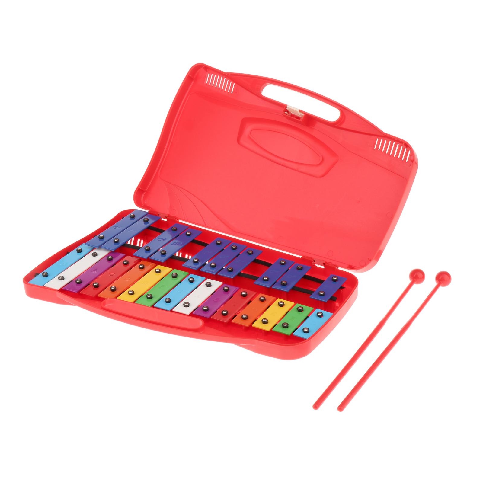 25 Note Iron Keys Xylophone Percussion Rhythm Musical Instrument with Case & Beaters Educational Develop Instruments for Kids