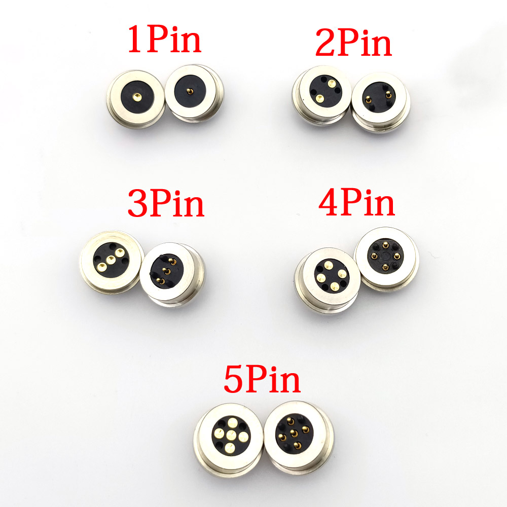 1/2/3/4/5- poliger stecker/buchse, 2a 5v dc-ladeanschluss, federbelasteter magnetischer pogo-pin-steckverbinder, rastermaß 13.5 mm, durchgangsloch