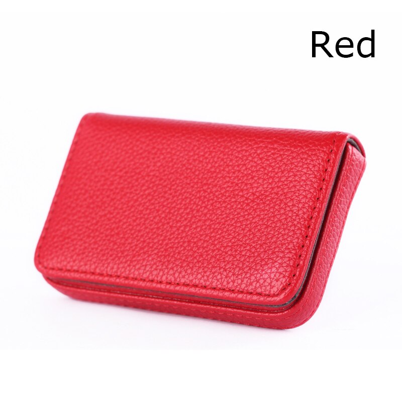 BONAMIE Large Capacity Unisex Business Card Case ID Pouch Women Pu Leather Card Box Man Credit Card Holder Black Brown: Red