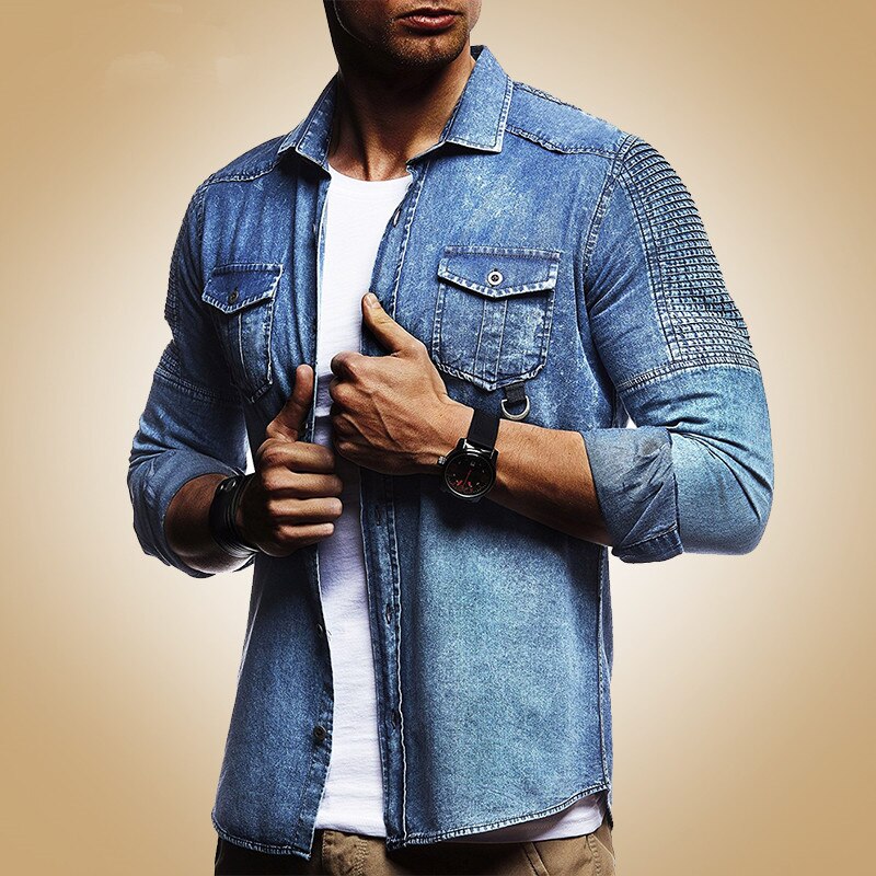 Men Slim Fit Jeans Jacket Cowboy Bomber Outwear Jacket Denim Coat Clothing Men's Jean Jacket Hip Hop Solid Coat