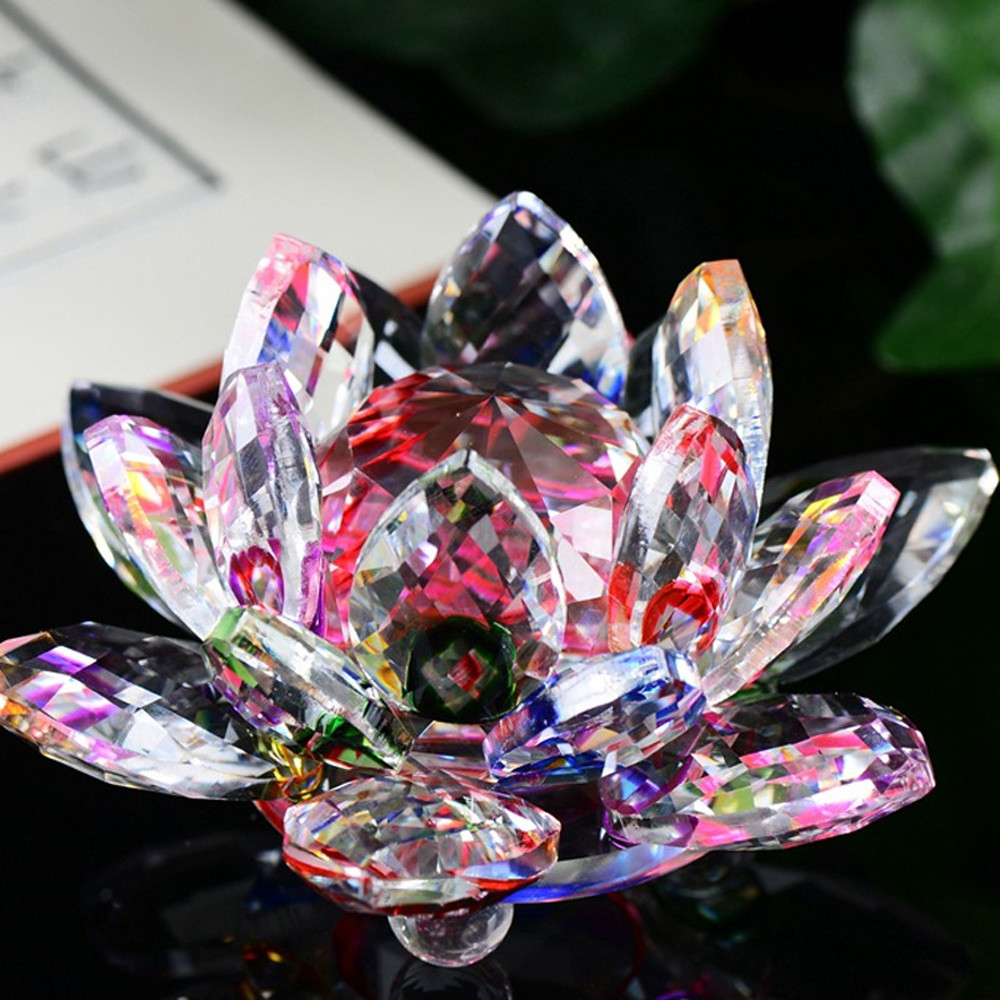 60mm cuarzo artesanía de cristal con de flor de loto vidrio pisapapeles Fengshui adornos figuras hogar boda decoración Souvenir