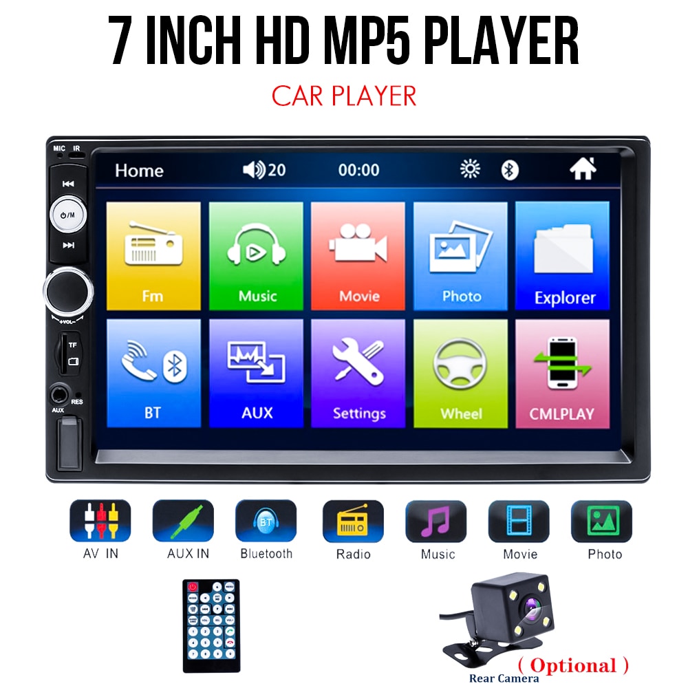 Universal 2 din Car Multimedia Player Auto radio Stereo 7" Touch Screen Video MP5 Player Auto Radio Backup Camera