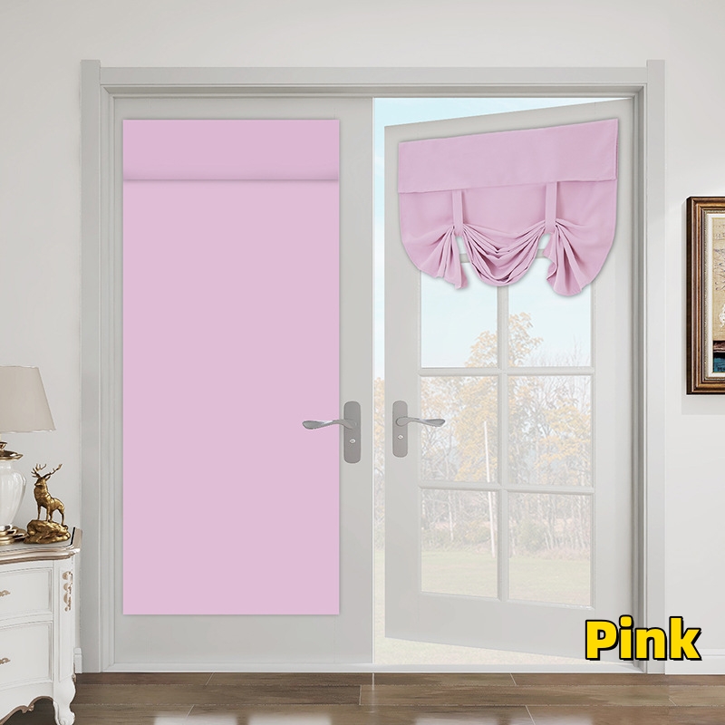 Door Curtains Blackout Self Stick Tie Up Shades Door Window Curtains Thermal Insulating Privacy Kitchen Living Room Curtains: GRAY