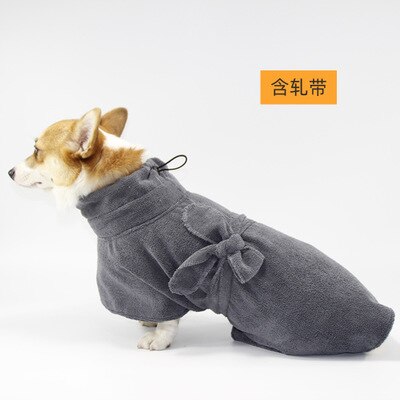 Pet cat dog products microfiber soft dog bathrobe thickened absorbent pet bath towel: grey / S