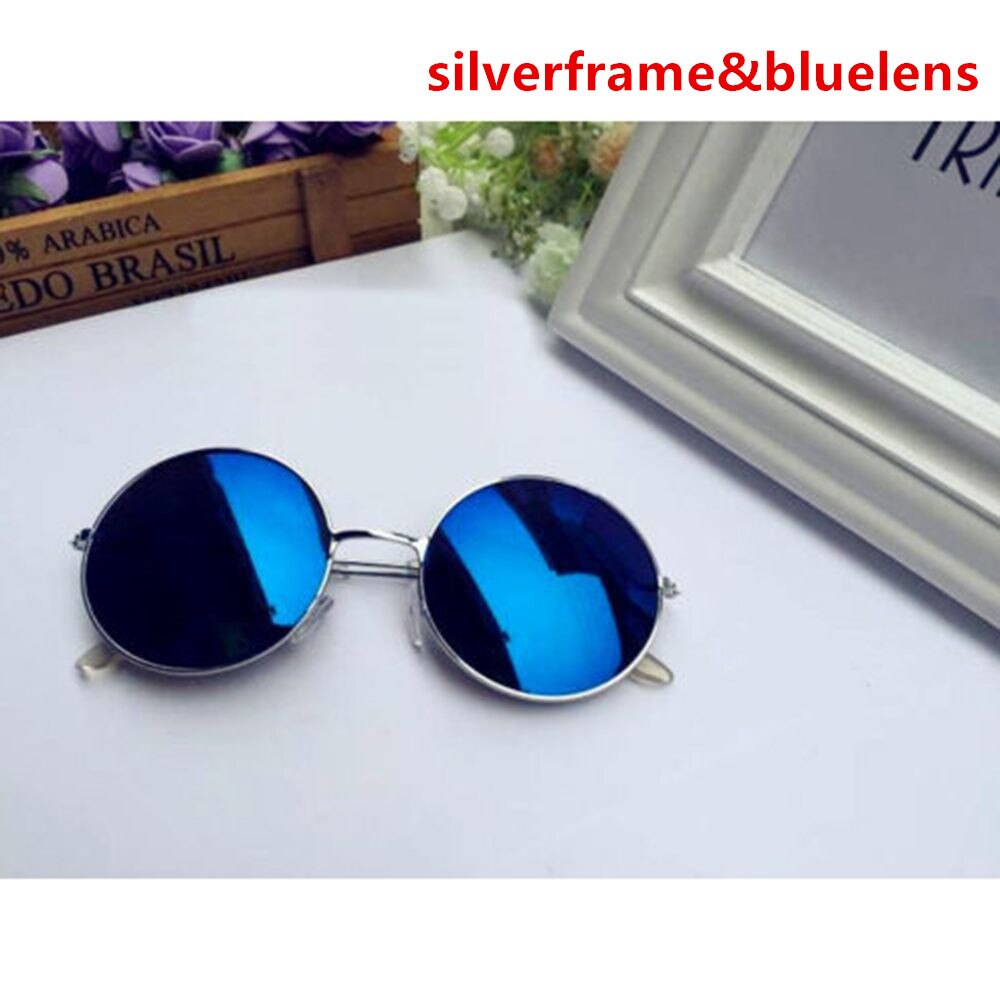 Zonnebril Lens Legering Zonnebril Vrouwelijke Eyewear Retro Ronde Frame Driver Bril Auto Accessoires Retro Ronde Zonnebril Vrouwen: Blauw