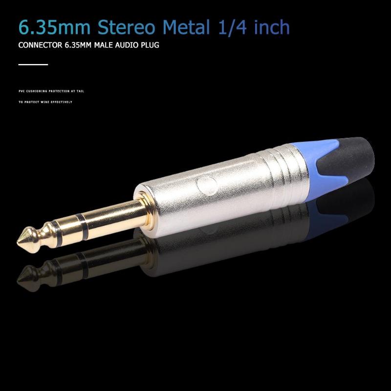 6.35mm Jack Stereo Metal 1/4 inch Connector 6.5mm Male Audio Plug Solder Adapter Solderen vergulde 6.35 plug