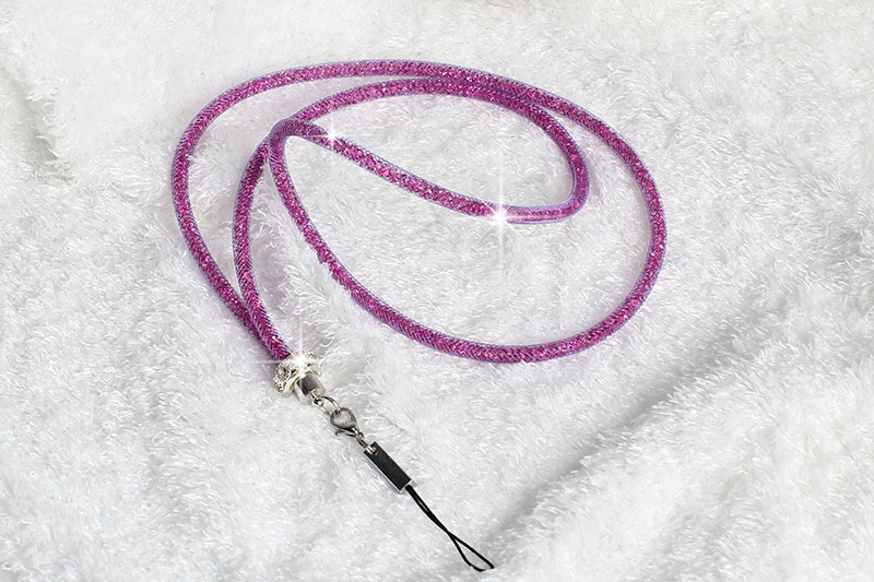 Honey Universal crystal Bling Strap Long Luxury neck lanyard cell phone mobile telephone belt hang chain key ID PASS card: deep purple