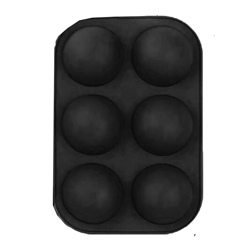 6 Gaten Силиконовые Формы Siliconen Bakvorm Voor Bakken 3D Bakvormen Chocolade Half Ball Mold Cupcake Taart Keukengereedschap: Black