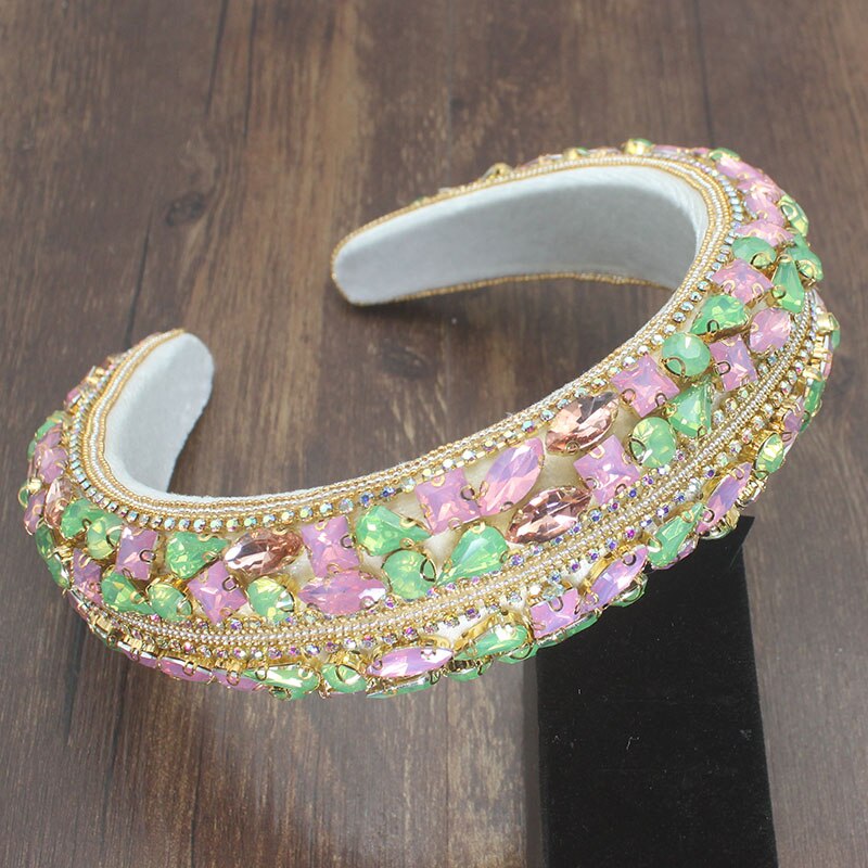 Diadema de lujo palaciego estilo europeo para mujer, bandana con diamantes de imitación brillantes, cristal barroco, esponja gruesa, para