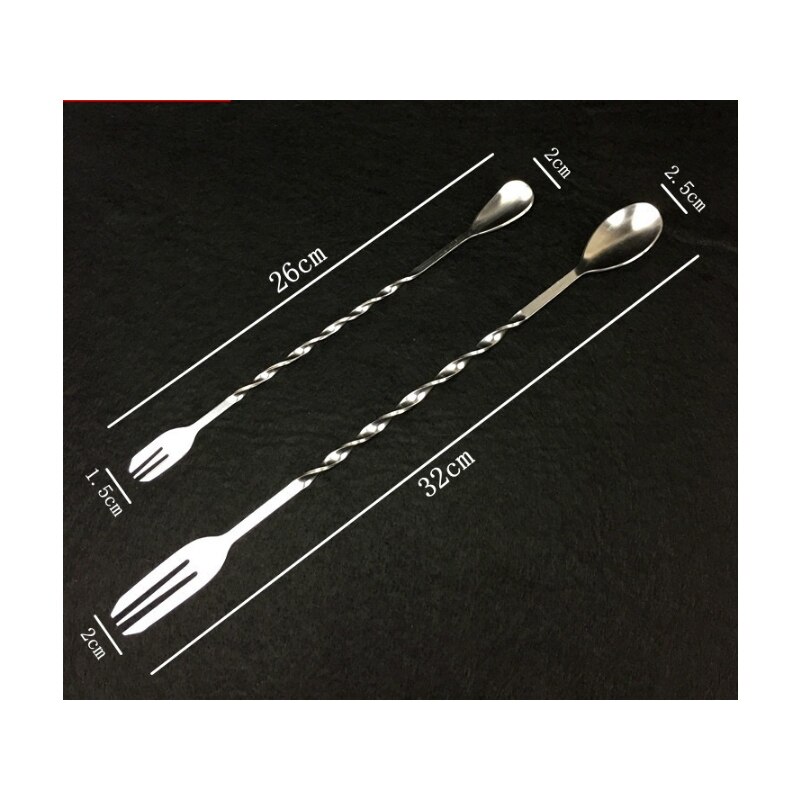 Colher em aço inoxidável para mistura, 26/32cm, colher espiral para coquetel, padrão, ferramentas para bartender