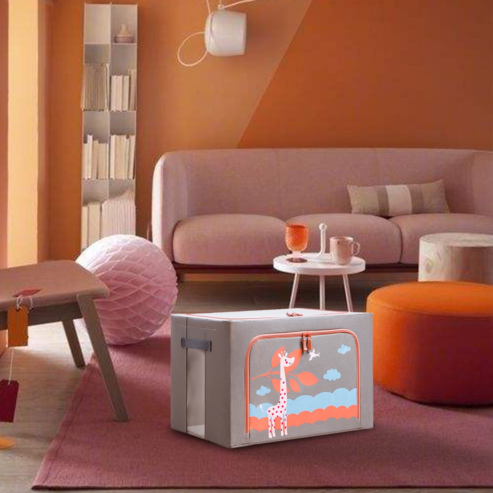 40# Foldable Storage Box Large-capacity Rectangular Organization Linen Fabric With Zipper Moisture-proof Toys Quilt Storage Box