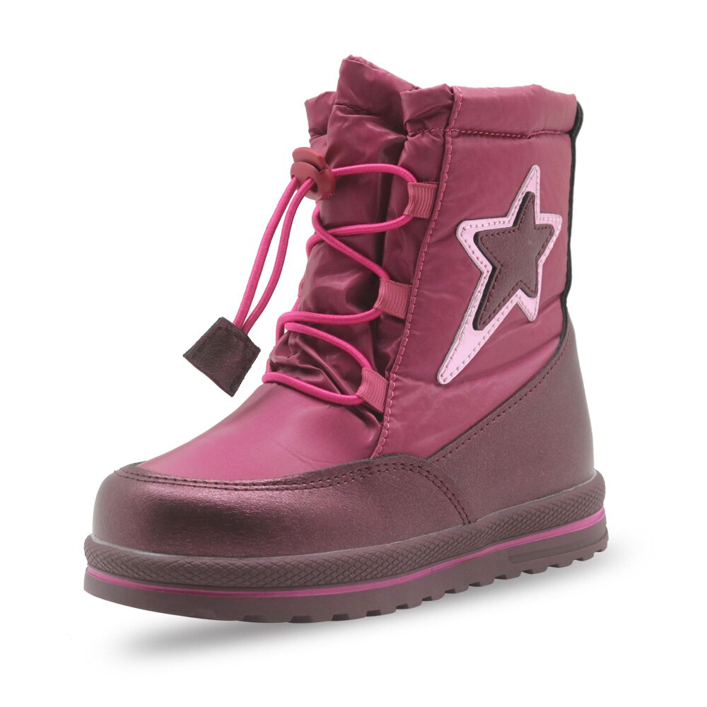 Apakowa Baby Meisjes Snowboots Peuter Kids Winter Dikke Warme Wol Gevoerde Outdoor antislip Sneeuw Schoen met Verstelbare elastische Band: peach / 6.5