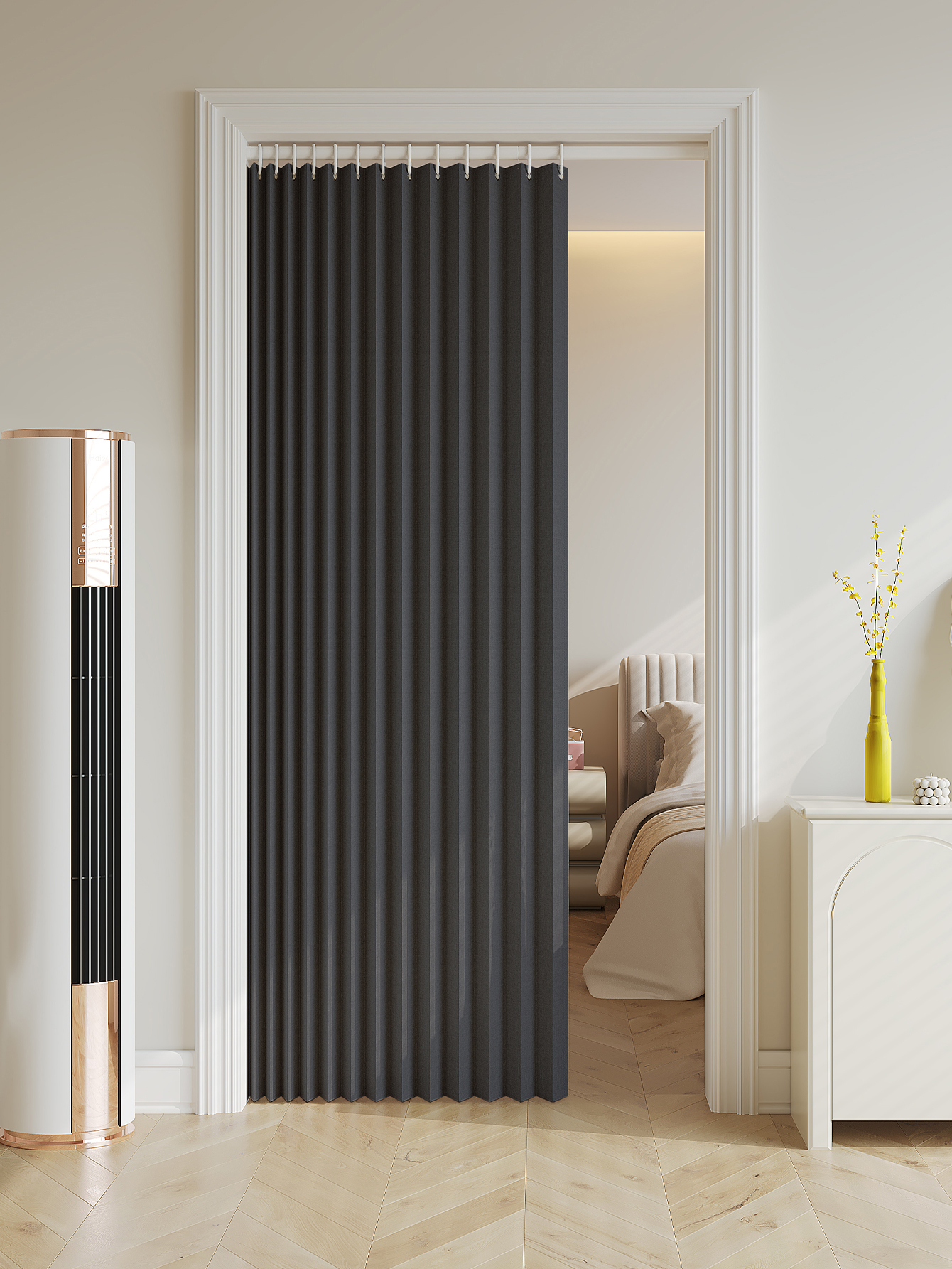 1PC folding curtain series door curtains are suitable for door partitions, wardrobes, shoe cabinets, etc: 7*2.6 / black