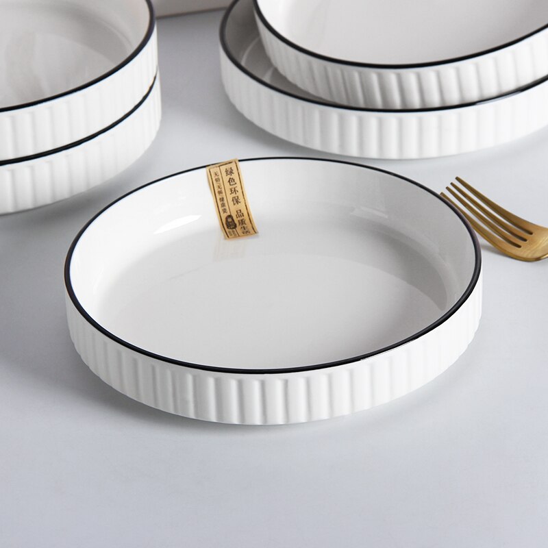White Round Dinner Plates Set Unique Modern Western Dinner Plates Breakfast Pratos De Jantar Eating Utensils EI50TZ