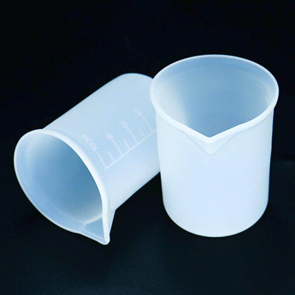 6pcs Measuring Cup Non-stick Silicone Liquid Mixing Container Tool For DIY Resin Jewelry Making Reusable UV Epoxy Cup 100ml