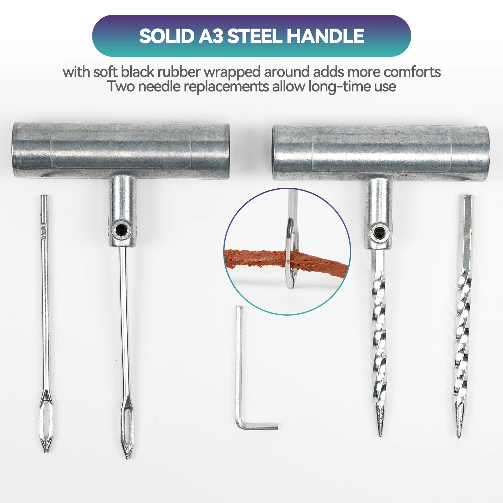 Draagbare autobandreparatieset 23 stuks DIY eenvoudige reparatie bandenreparatietool voor auto motorfietsen ATVS grasmaaiers tractoren vrachtwagens