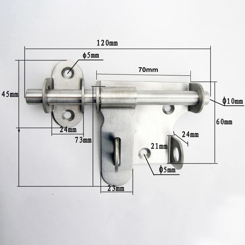 Stainless Steel Security Door Lever Action Latch Slide Bolt Home Anti-theft Lock