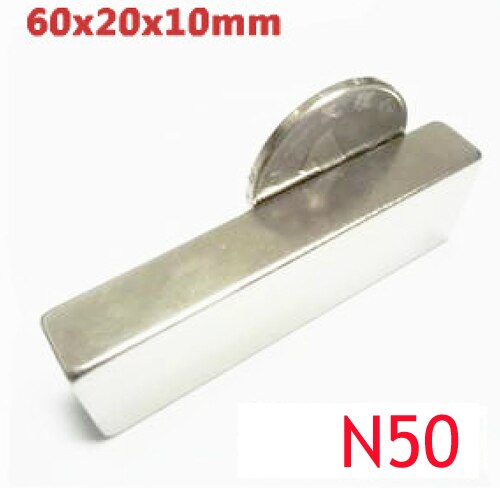 1pcs 60x20x10 Magneten Blok Neodymium N52 Disc Zeldzame Aarde Super Sterke Magneet 60 * 20*10mm 60x20x10mm