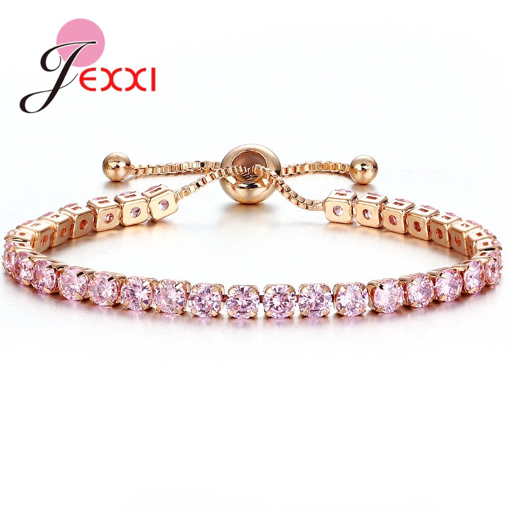 Genuine Austrian Crystal Bracelets For Women White CZ Stone Link Chain Charm Bracelet Best For Lover Wedding 925 Silver: 5-M