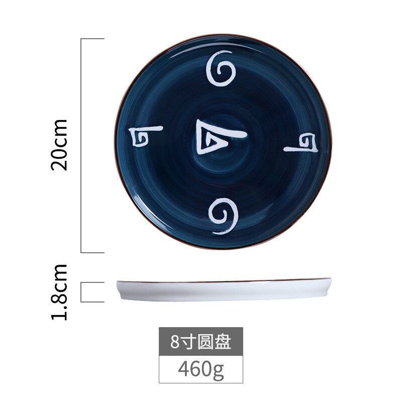 Ceramic Geometric Pattern Dinner Plates Originality Dish Kitchen Utensils Home Retro Persona Art Tableware Decor 8/10 Inch: B-8Inch