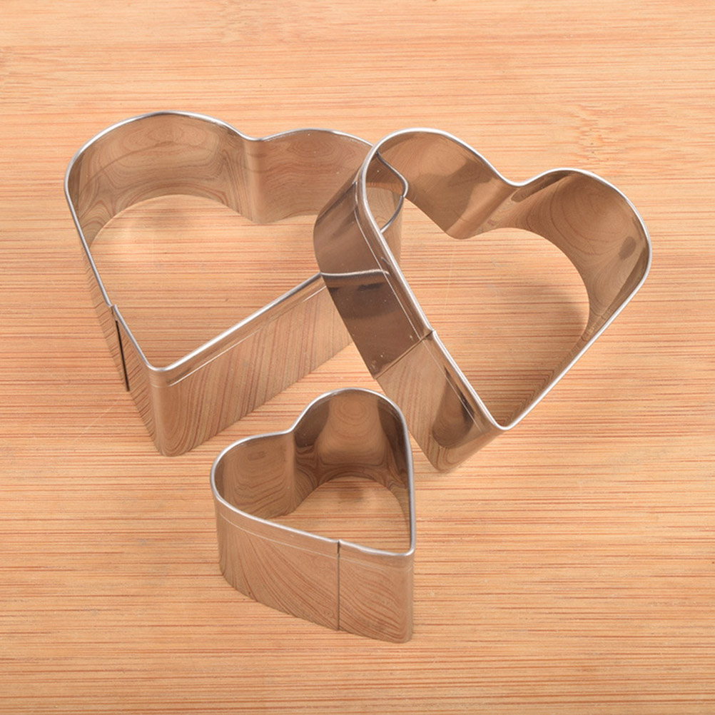 3 uds molde de manualidades para hornear Acero inoxidable forma de corazón troquelado galleta galletitas cortador de tarta Fondant forma herramienta de cocina para moldear