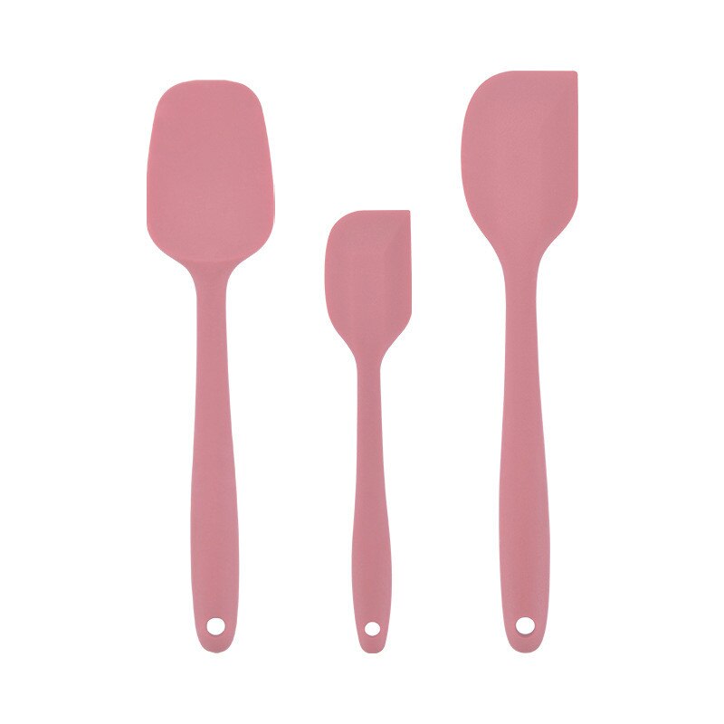 Baking Utensils Food Grade Three-Piece Silicon Scraper Baking Suit Salad Mixing Large Small Number Scraper: Pink