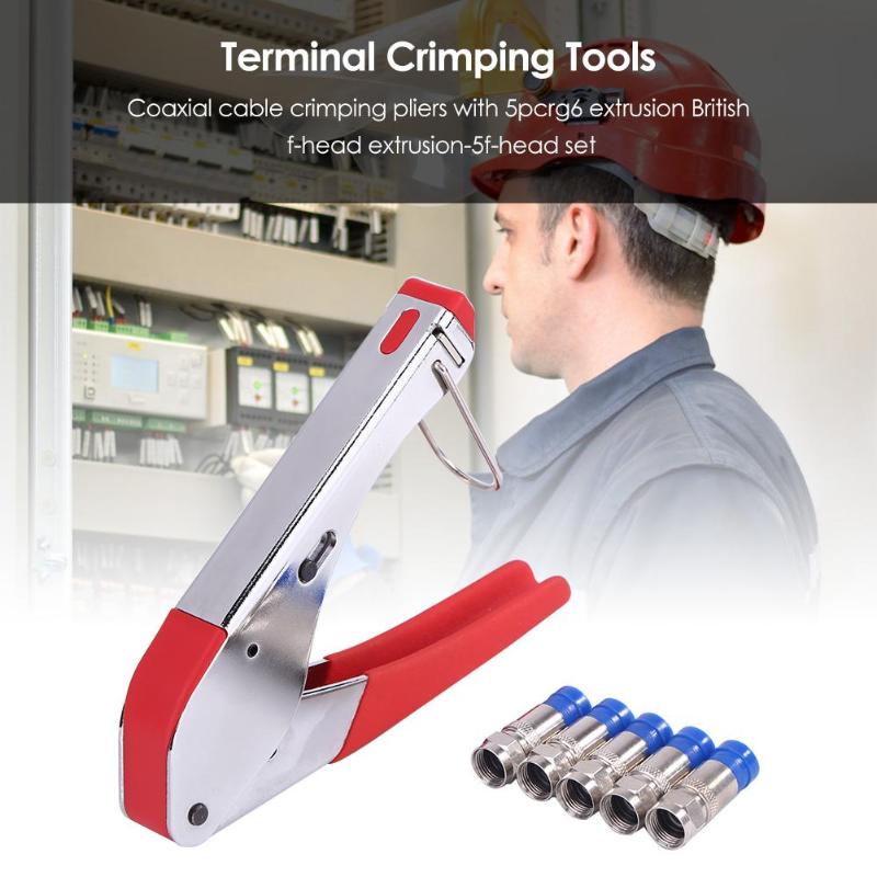 Stripping Terminal Connector Compression Tool For RG6 F Fitting Coaxial Cable Crimper Striper Wire Stripping Pliers Kit