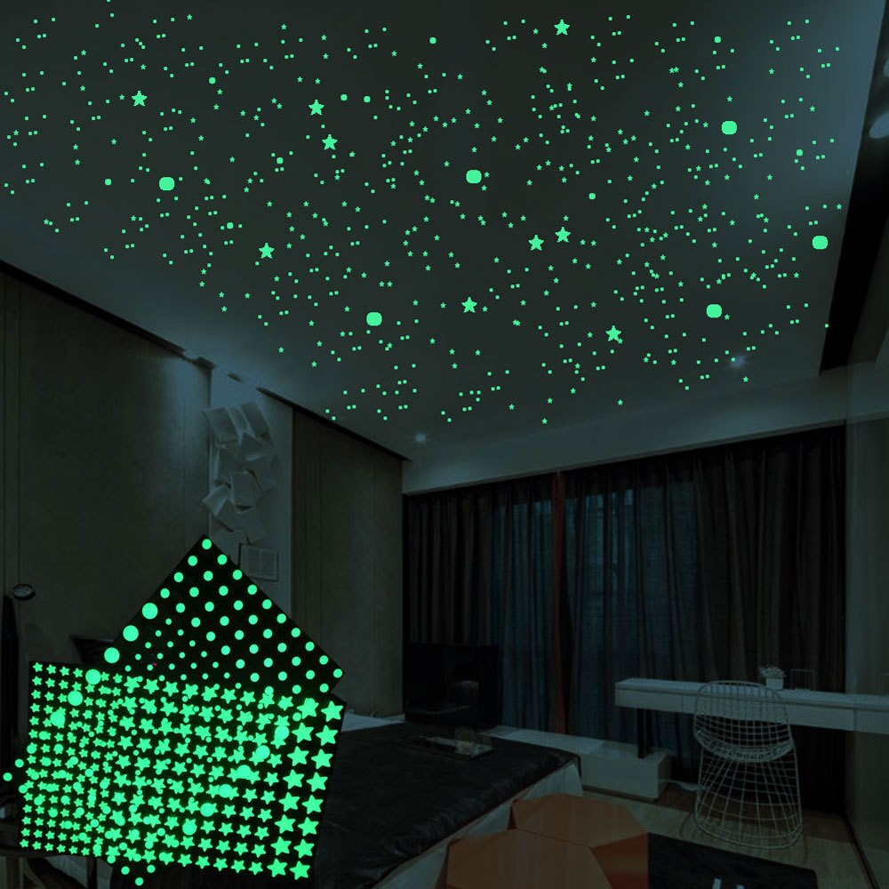 202pcs/set 3D Bubble Luminous Stars Dots Wall Sticker Kids Room Bedroom Home Decoration Decal Glow in the Dark DIY Stickers Toys