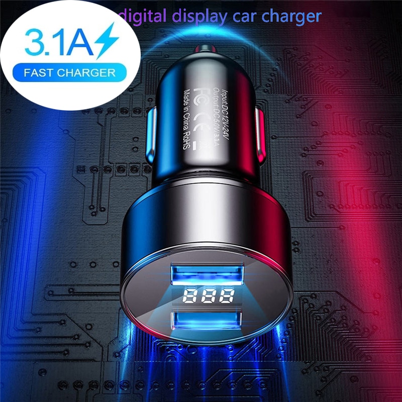 Mobile Phone Car Charger USB Charger GPS Fast Charging Car-Charger LED Dual USB Charger For Iphone 11 Pro X XR XS MAX 7 8 Tablet