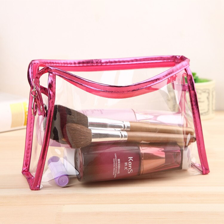 Transparent Tragbare Make Up Frauen Make-Up Organizer Tasche Mädchen Kosmetik Tasche Toiletry Reise Kits Lagerung Tasche Hand Mujer Bolsas: rose red