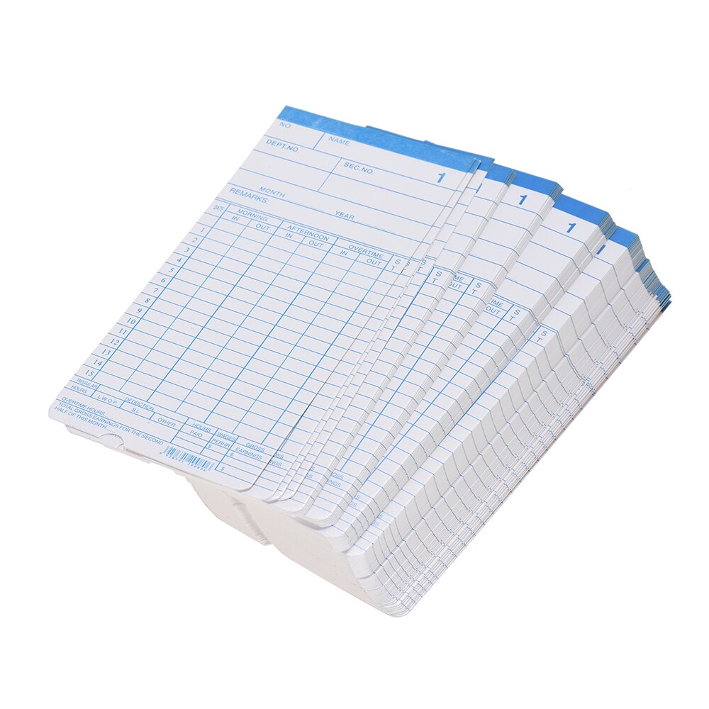 thumbnail image 2 of Attendance Tracking Cards Employee Time Cards 100-Pack - Dual Sided Time Clock Cards For Office Use Paper Time Sheets 2 of 12