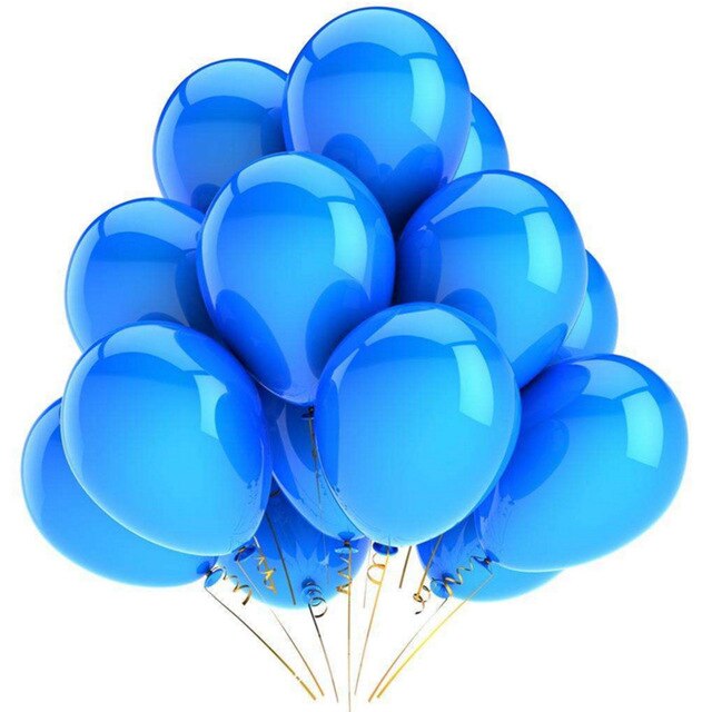 Ballons gonflables à Air et à hélium en Latex, 20 pièces, 12 pouces, or, argent, noir, pour décor de fête de mariage, fournitures pour enfants: Blue