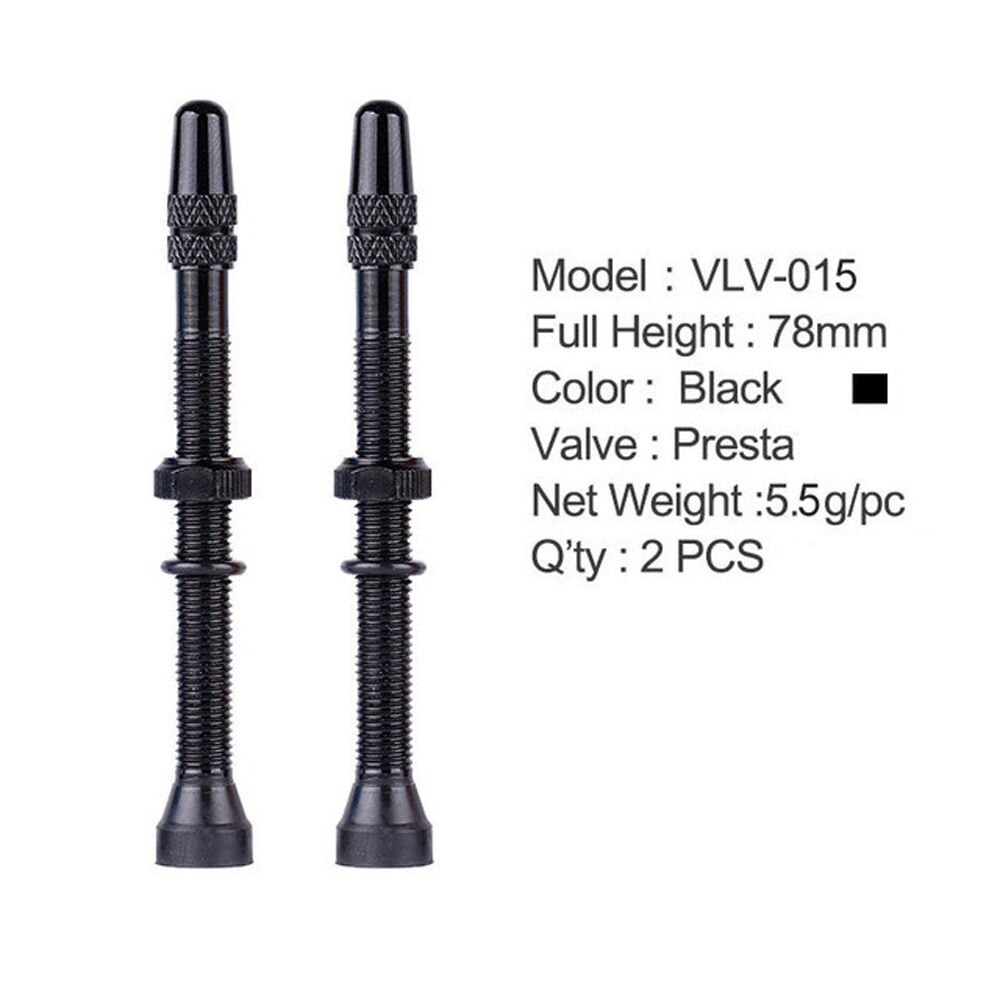 1 Paar Fiets 48/60/78Mm Presta Ventiel Voor Road Mtb Fiets Tubeless Banden Messing Kern Legering stem Tubeless Kit Compatibel: 78mm	black