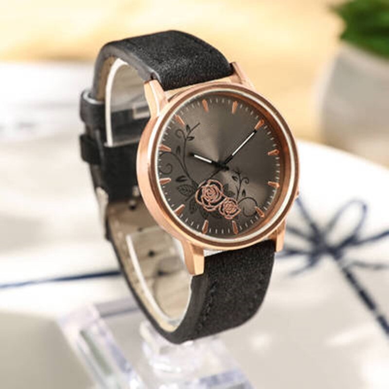 1Pcs Vrouwen Horloges Frosted Lederen Band Bloem Prachtige Dames Klok Leeftijd Meisje Horloge Gmt Relojes Mujer Bayan Saat