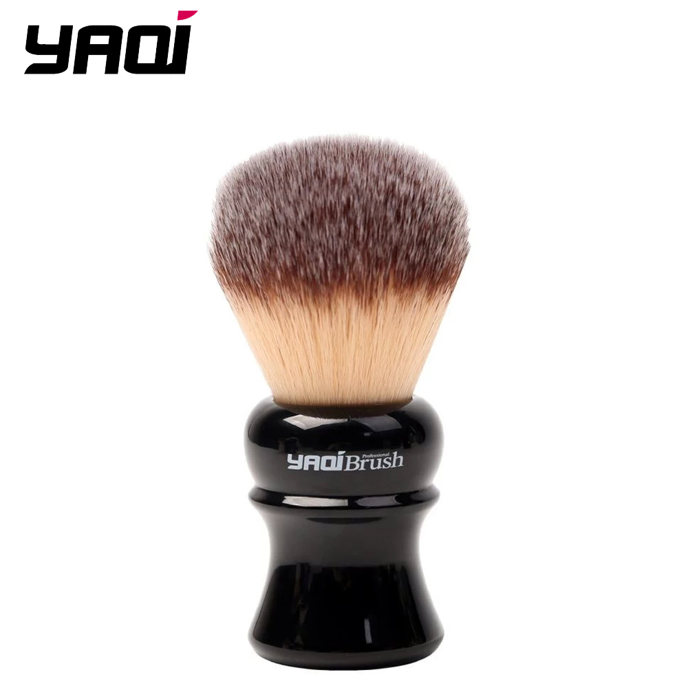 Yaqi-brosse de rasage, poils synthétiques jaunes, avec poignée noire, 24mm, mèche humide