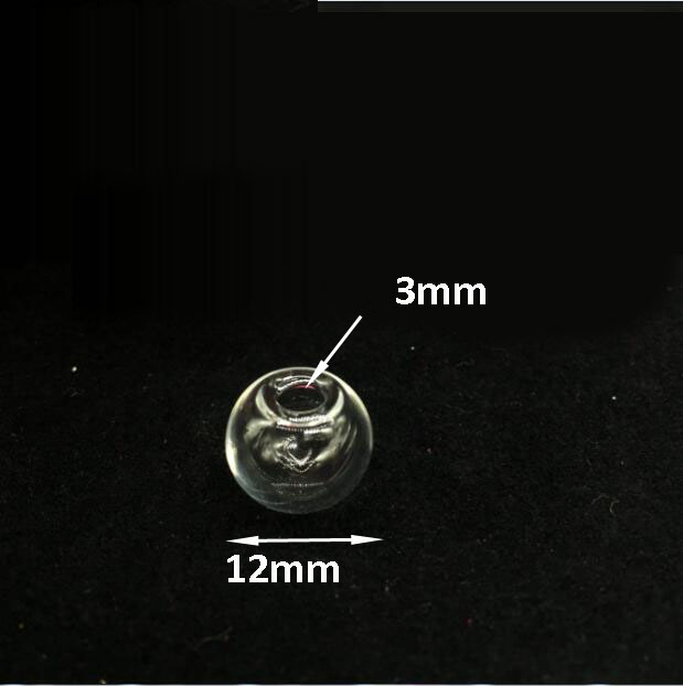 Mini bola de vidro transparente, bola redonda de vidro com furo, enfeites vidro oco, pingentes frascos, achados de joias, 10 peças: 3A  grade 12mm