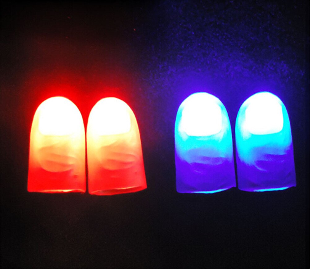 2Pcs Funny Novelty LED Light Flashing Fingers Kids Amazing Children Luminous Magic Trick Props Fantastic Glow Toys Random